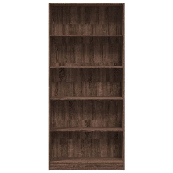vidaXL Bookcase Brown Oak 80x24x176 cm Engineered Wood