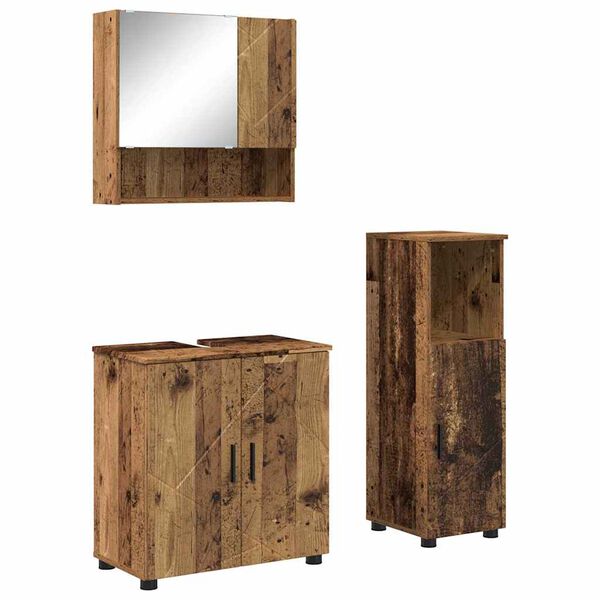 vidaXL Bathroom Furniture Set 3 pcs Old Wood Engineered wood & Metal