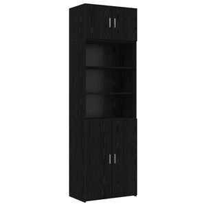 vidaXL Storage Cabinet with Shelves Black Oak 70 x 42.5 x 225 cm