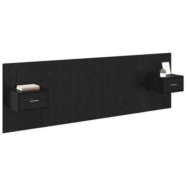 vidaXL Headboard with Cabinet 3 pcs Black Oak Engineered Wood