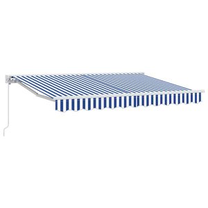 vidaXL Retractable Awning Manual Blue and White 250 x 200 cm