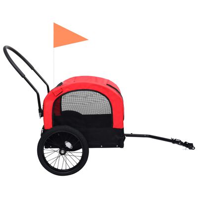 vidaXL 2-in-1 Pet Bike Trailer & Jogging Stroller Red and Black
