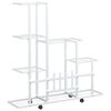 vidaXL Flower Stand with Wheel 94.5x25x92.5 cm White Metal