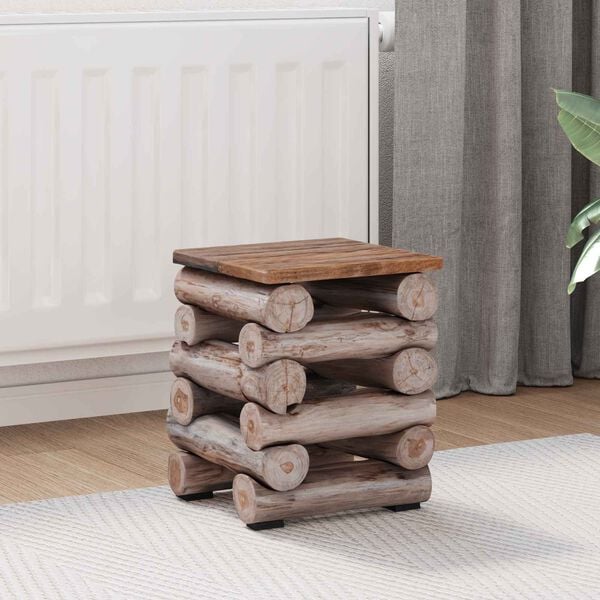 vidaXL Stool Natural 30 x 30 x 38 cm Solid Teak Wood