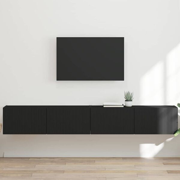 vidaXL TV Wall Cabinet 2 pcs Black 98 x 31 x 29.5 cm Engineered Wood