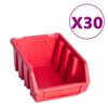 vidaXL 136 Piece Storage Bin Kit with Wall Panels Red and Black
