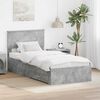 vidaXL Bed Frame with Drawer Concrete Grey 90 x 190 cm Engineered Wood