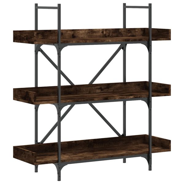 vidaXL Bookcase 3-Tier Smoked Oak 100x33x108.5 cm Engineered Wood