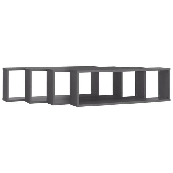 vidaXL Wall Cube Shelf 4 pcs Grey 80x15x26.5 cm Engineered Wood