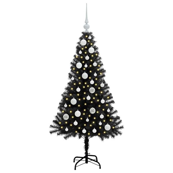 vidaXL Christmas Tree with 150 LEDs with Stand Black 120 cm PVC