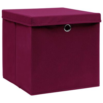 vidaXL Storage Boxes with Covers 10 pcs 28x28x28 cm Dark Red