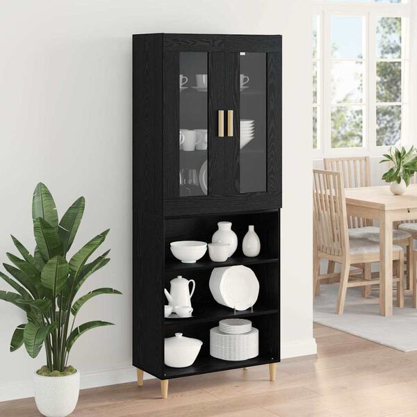vidaXL Highboard Black Oak 69.5 x 34 x 180 cm