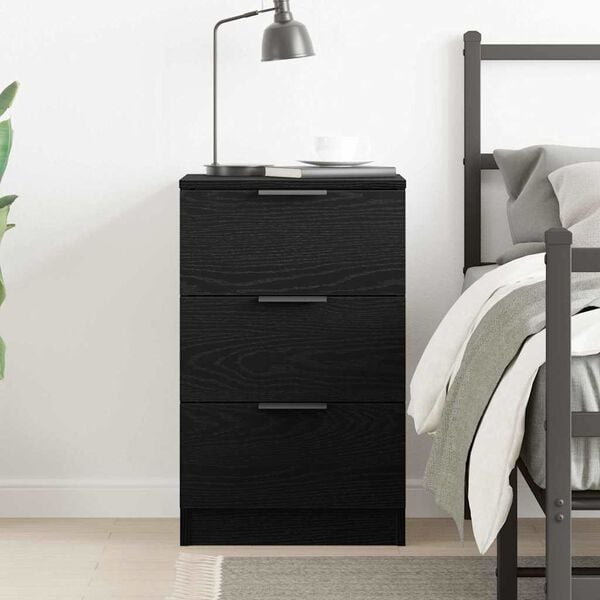 vidaXL Bedside Cabinet Black Oak 40 x 65 x 65 cm Engineered Wood