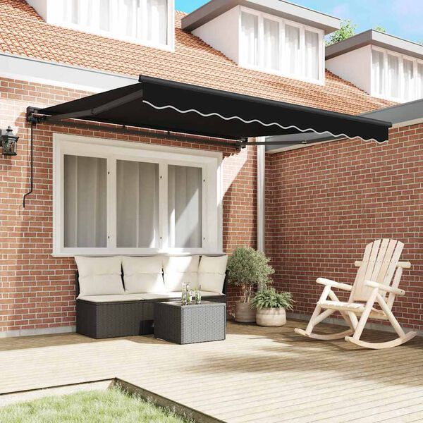 vidaXL Retractable Awning Black 300 x 250 cm Polyester and Metal