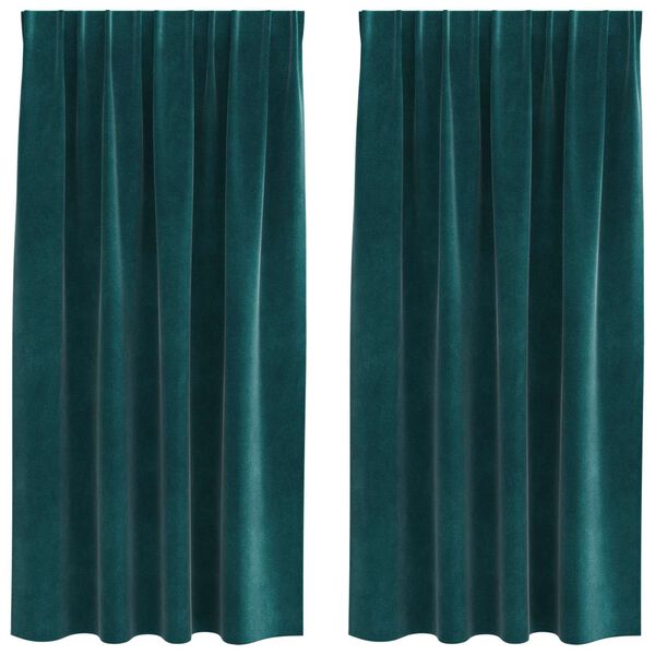 vidaXL Blackout Curtains 2 pcs Dark Green 140 x 175 cm Velvet
