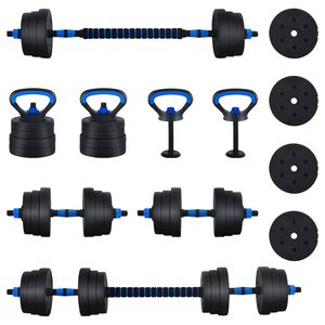vidaXL 4-in-1 Dumbbell Set Black and Blue 121 x 19.5 x 19.5 cm