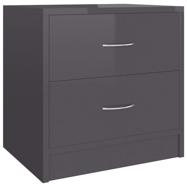 vidaXL Bedside Cabinets 2 pcs High Gloss Grey 40x30x40 cm Engineered Wood