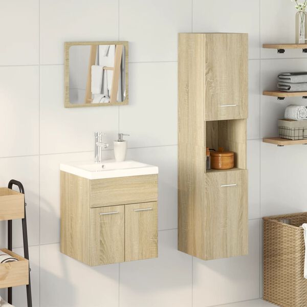 vidaXL 4 Piece Bathroom Furniture Set Sonoma Oak Engineered Wood