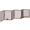 vidaXL Dog Gate with Door Foldable 6 Panels Brown 300 cm Poplar Wood