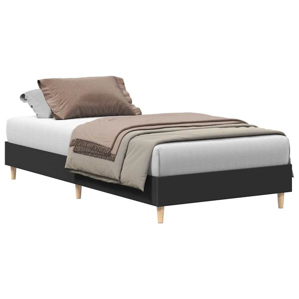 vidaXL Bed Frame No Mattress Black 90x190 cm Single Engineered Wood