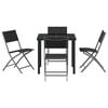 vidaXL Garden Dining Set Folding 5 pcs Black Powder-Coated Steel