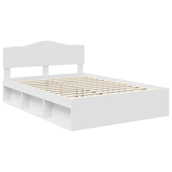 vidaXL Bed Frame with Headboard White 140 x 190 cm Solid Pine Wood