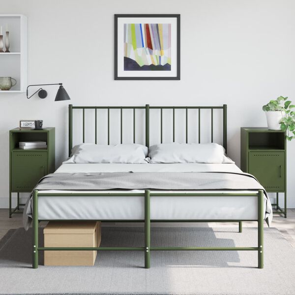 vidaXL Bedside Cabinets 2 pcs Olive Green 36x39x78 cm Steel