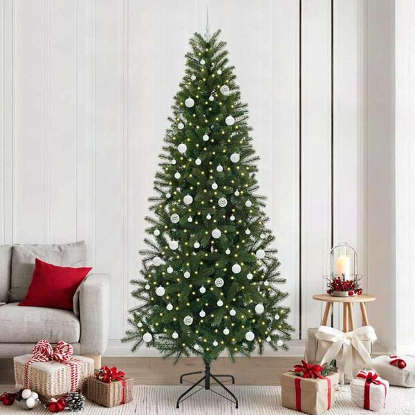 vidaXL Artificial Christmas Tree with 300 LEDs Green 240 cm PE and PVC