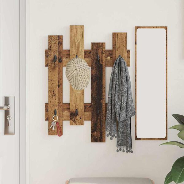 vidaXL Wall-Mounted Coat Rack Old wood 60 x 3 x 82 cm Engineered wood
