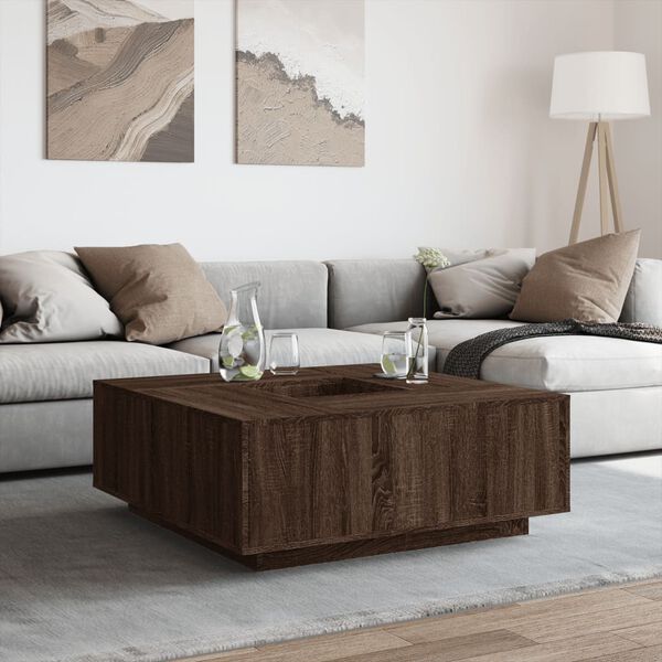 vidaXL Coffee Table Brown Oak 100x100x40 cm Engineered Wood