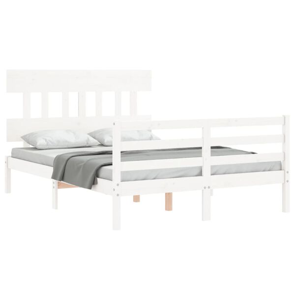 vidaXL Bed Frame without Mattress White 140x190 cm Solid Wood