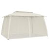vidaXL Gazebo with Double Roof and Mesh Walls Cream 3.93x2.93 m Steel