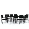 vidaXL 9 Piece Garden Dining Set Black