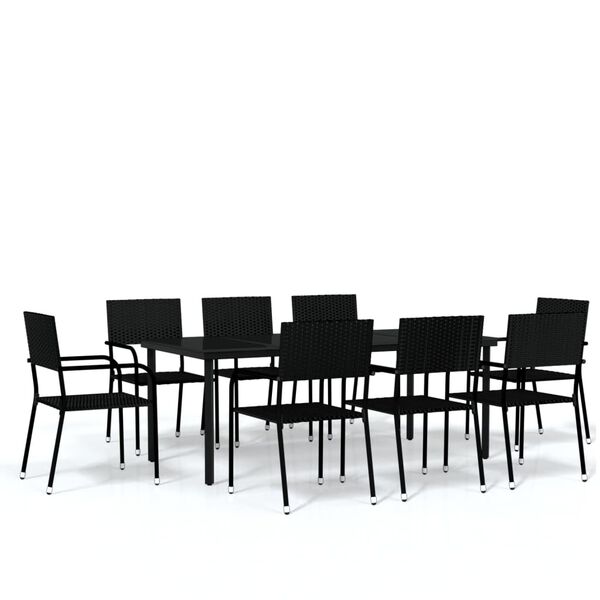 vidaXL 9 Piece Garden Dining Set Black