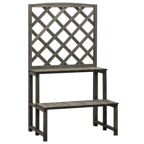 vidaXL Trellis Planter with Shelves Grey 70x42x120 cm Solid Firwood