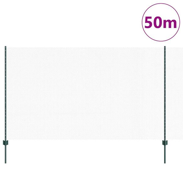 vidaXL Fence with Post Green 1.4 x 50 m Steel and PVC
