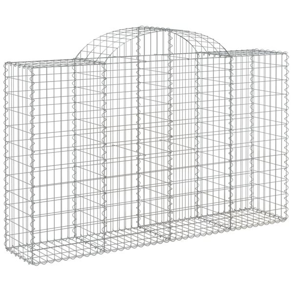 vidaXL Arched Gabion Baskets 15 pcs 200x50x120/140 cm Galvanised Iron