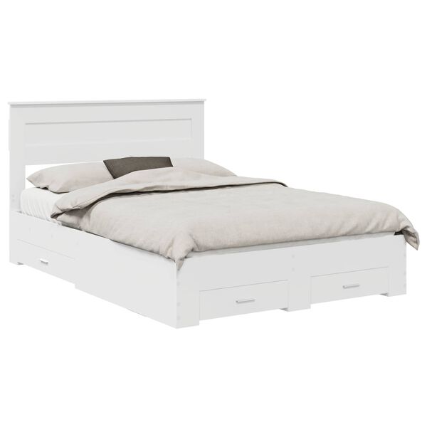 vidaXL Bed Frame with Headboard White 140 x 200 cm Engineered Wood