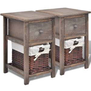vidaXL Bedside Cabinets 2 pcs Wood Brown
