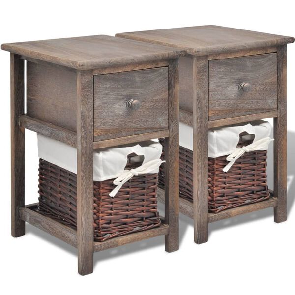 vidaXL Bedside Cabinets 2 pcs Wood Brown