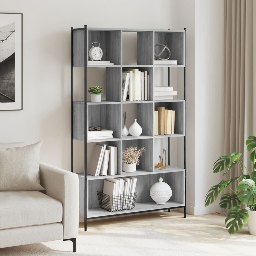 vidaXL Bookcase Grey Sonoma 102x28x172 cm Engineered Wood vidaXL