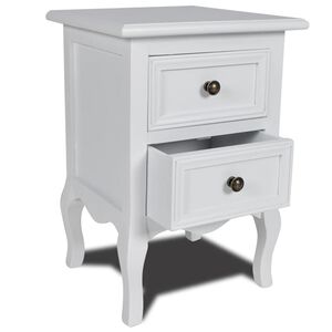 vidaXL Nightstand with 2 Drawers MDF White