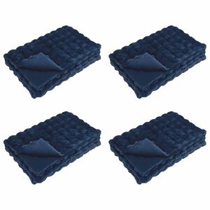 vidaXL Anti-Slip Faux Rabbit Fur Blanket Olite 4 pcs Marine Blue