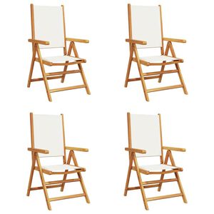 vidaXL Reclining Folding Chairs 4 pcs Cream White Fabric&Solid Wood