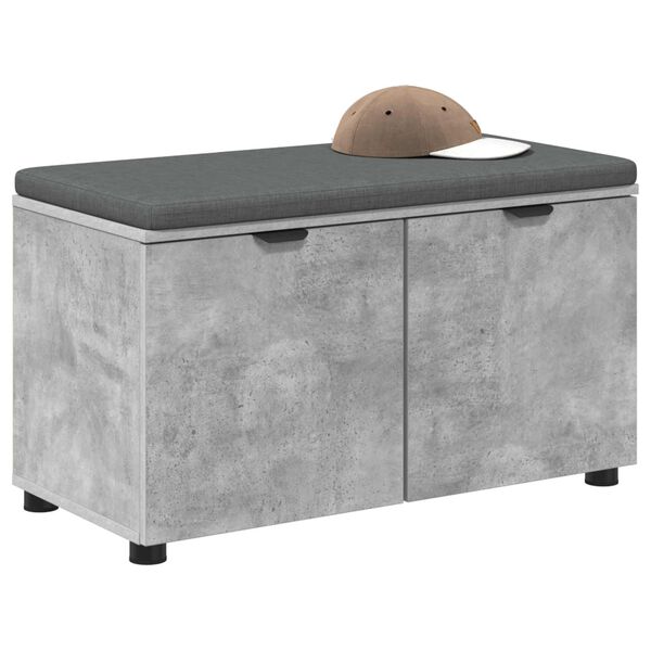 vidaXL Hall Bench with Cushion with Door Concrete Grey 80 x 46 x 46 cm