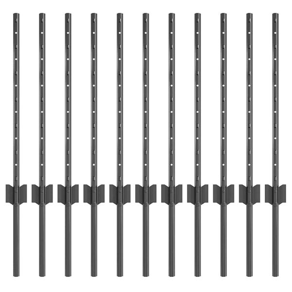 vidaXL Fence Post 11 pcs Grey 60 cm Steel