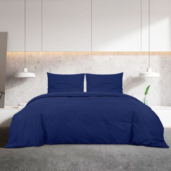 vidaXL Duvet Cover Set Navy Blue 225x220 cm Light-weight Microfiber