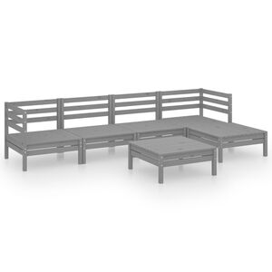 vidaXL 6 Piece Garden Lounge Set Solid Pinewood Grey