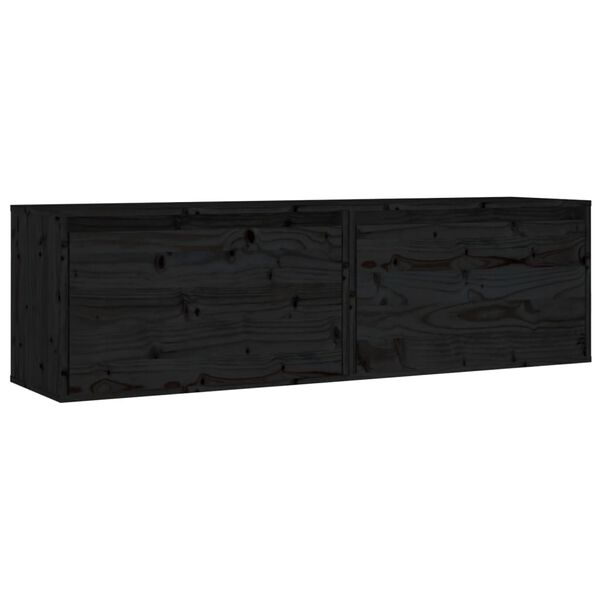 vidaXL Wall Cabinets 2 pcs Black 60x30x35 cm Solid Pinewood
