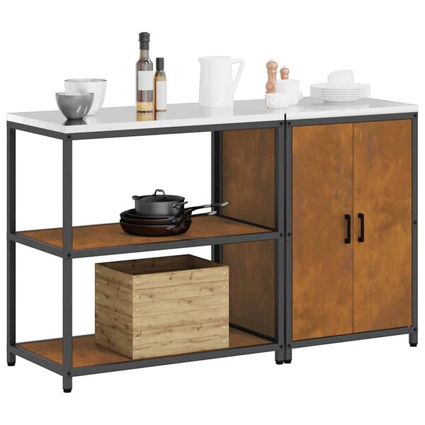 vidaXL Kitchen Storage Set with Shelf 2 pcs Rusty Weathering Steel